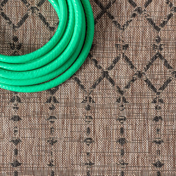 Ourika Moroccan Geometric Textured Weave Indoor/outdoor Square Rug
